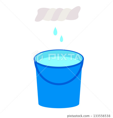 擰乾的抹布和一桶水的插圖 133556538