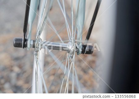 Bicycle wheel close-up 133556868