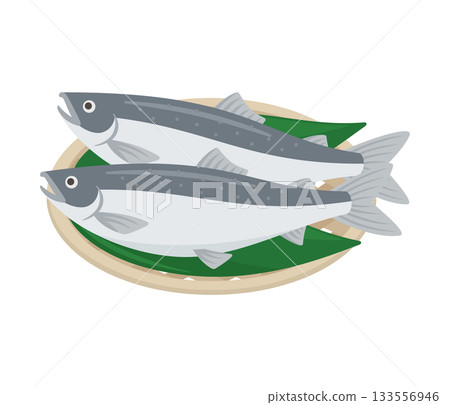 濾鍋裡的鮭魚，平面插圖 133556946