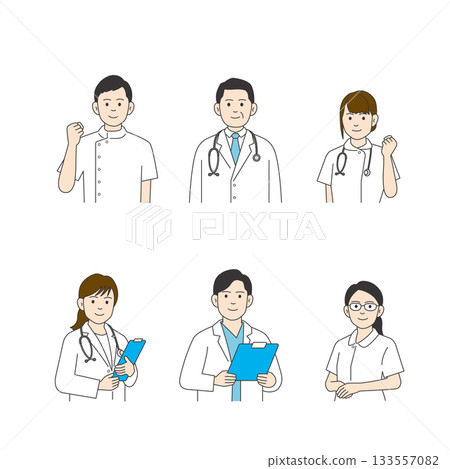 Set of medical workers, doctors and nurses (upper body) Set of medical workers, doctors and nurses (upper body) 133557082