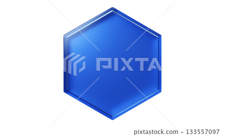 Blue hexagonal glass. Transparent background. 3D (png) Blue hexagonal glass. Transparent background. 3D (png) 133557097