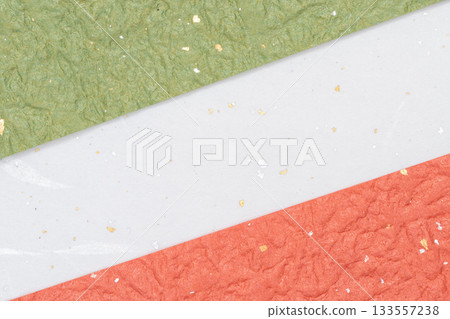 A flat material made up of green and red Japanese paper on a white background A flat material made up of green and red Japanese paper on a white background 133557238