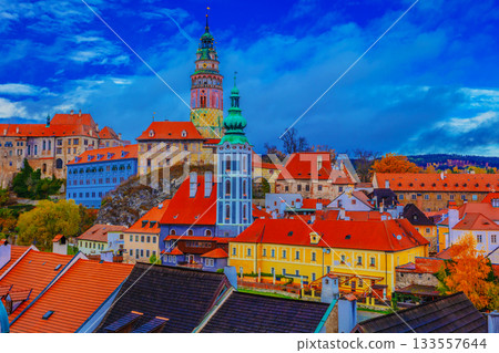 St. Peter's Church and bell tower above Cesky Krumlov St. Peter's Church and bell tower above Cesky Krumlov 133557644