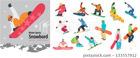 人們正在享受單板滑雪的樂趣 133557912