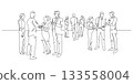 crowd people businessperson discussing continuous line drawing continuous 133558004