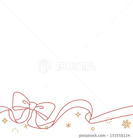Ribbon decoration frame, background, snow decoration, line drawing, square size Ribbon decoration frame, background, snow decoration, line drawing, square size 133558124