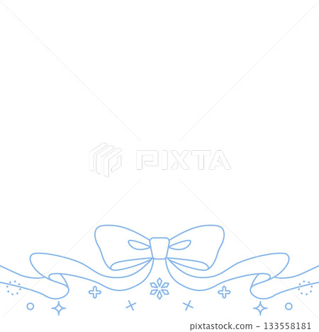 Ribbon decoration frame, background, snow decoration, line drawing, square size 133558181