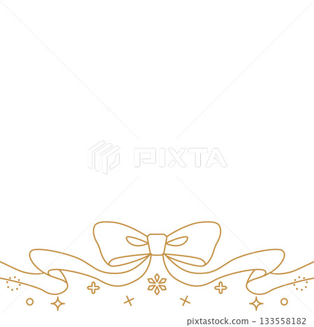 Ribbon decoration frame, background, snow decoration, line drawing, square size Ribbon decoration frame, background, snow decoration, line drawing, square size 133558182