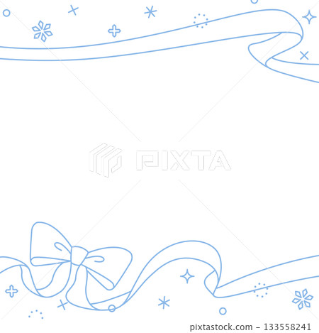 Ribbon decoration frame, background, snow decoration, line drawing, square size Ribbon decoration frame, background, snow decoration, line drawing, square size 133558241