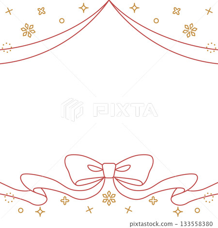 緞帶裝飾框、背景、雪景裝飾、線條畫、方形尺寸 133558380