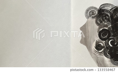 人物側臉輪廓水墨畫,手繪水墨肖像,單色橫幅尺寸插圖,水墨畫插圖 人物側臉輪廓水墨畫,手繪水墨肖像,單色橫幅尺寸插圖,水墨畫插圖 133558467