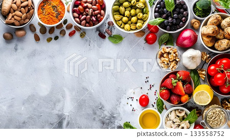 Include antioxidants, vitamins, vegetables, and nuts in a Mediterranean diet for health benefits 133558752