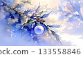 Winter Holiday Ornament with holly berries and snowy setting, evoking festive celebrations 133558846