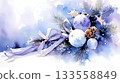 Elegant Winter Holiday Ornament with Shades of Blue and Snow, capturing a festive atmosphere 133558849