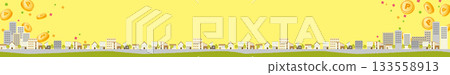 Cityscape and coin illustration background 133558913