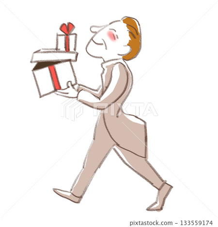 Man carrying a gift 133559174