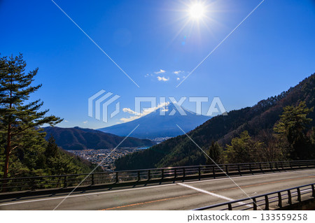 Mount Fuji seen from Fujimi Bridge on Misaka Pass 133559258