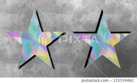 兩顆棱柱狀的星星，陰陽星，3D粉彩色星星 133559462