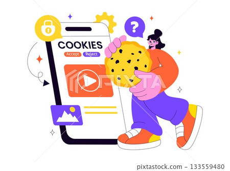 Internet Cookies Technology Vector Illustration Featuring Tracking Cookie Records of User Browsing Activities on a Website In a Flat Background Internet Cookies Technology Vector Illustration Featuring Tracking Cookie Records of User Browsing Activities on a Website In a Flat Background 133559480