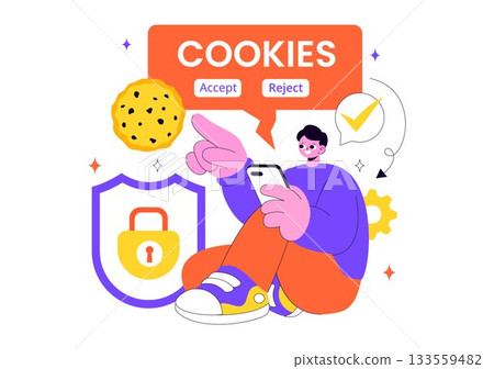 Internet Cookies Technology Vector Illustration Featuring Tracking Cookie Records of User Browsing Activities on a Website In a Flat Background Internet Cookies Technology Vector Illustration Featuring Tracking Cookie Records of User Browsing Activities on a Website In a Flat Background 133559482