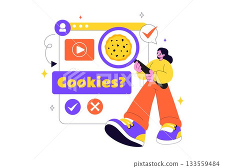 Internet Cookies Technology Vector Illustration Featuring Tracking Cookie Records of User Browsing Activities on a Website In a Flat Background Internet Cookies Technology Vector Illustration Featuring Tracking Cookie Records of User Browsing Activities on a Website In a Flat Background 133559484