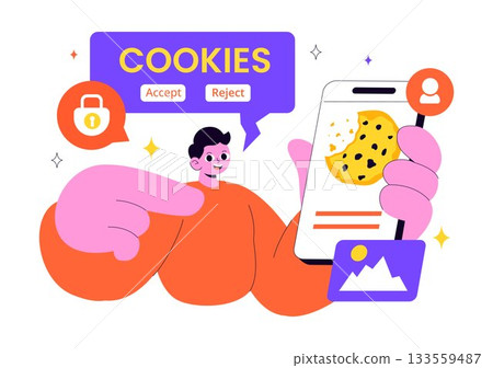 Internet Cookies Technology Vector Illustration Featuring Tracking Cookie Records of User Browsing Activities on a Website In a Flat Background Internet Cookies Technology Vector Illustration Featuring Tracking Cookie Records of User Browsing Activities on a Website In a Flat Background 133559487