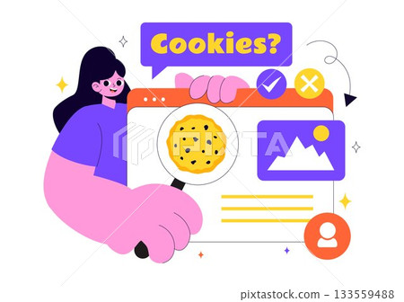 Internet Cookies Technology Vector Illustration Featuring Tracking Cookie Records of User Browsing Activities on a Website In a Flat Background Internet Cookies Technology Vector Illustration Featuring Tracking Cookie Records of User Browsing Activities on a Website In a Flat Background 133559488