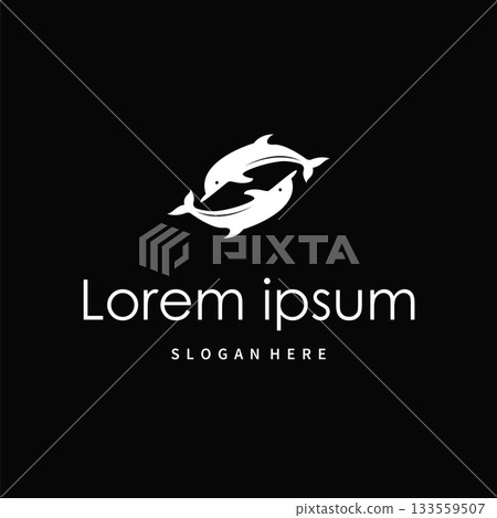 simple design open sea animal dolphin logo with simple sea dolphin concept illustration template 133559507
