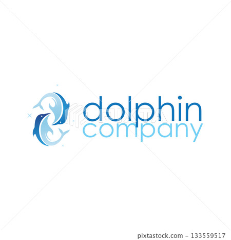 simple design open sea animal dolphin logo with simple sea dolphin concept illustration template 133559517