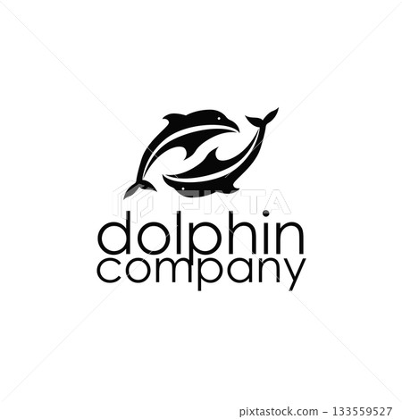 simple design open sea animal dolphin logo with simple sea dolphin concept illustration template 133559527