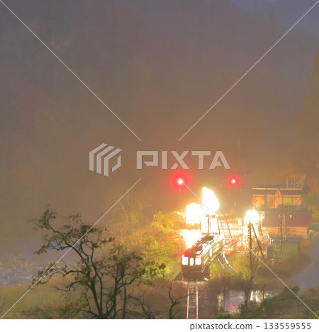 Ogawa River station of autumn leaves (Tadami line) 133559555