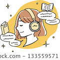 一位女士正在聽有聲書 133559571