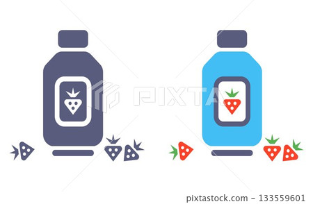 Strawberry smoothie icon. Weak berry drink. 133559601