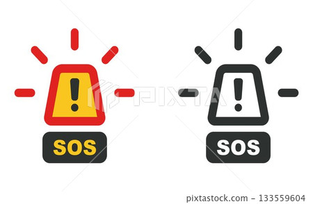 Siren and SOS sign. 133559604