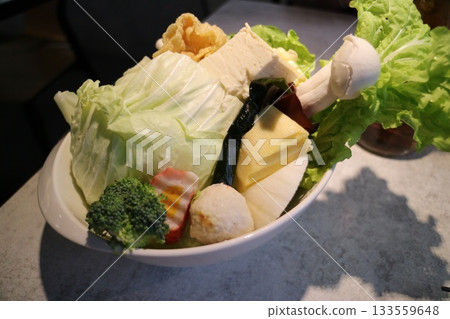 Fresh ingredients for hot pot in a bowl Fresh ingredients for hot pot in a bowl 133559648