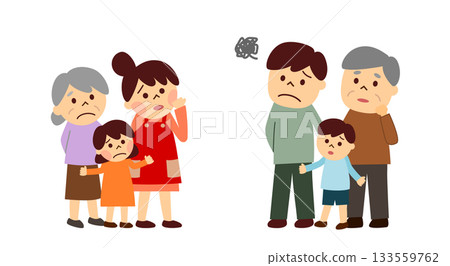 Anxious three-generation family 133559762