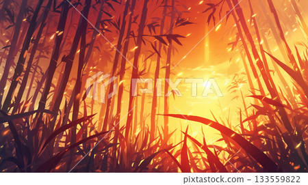 陽光普照的竹林AI影像 133559822
