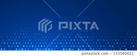 Blue neon triangle texture. Glowing arrow geometric background. Tech triangular mosaic pattern wallpaper. Up arrow halftone gradient for healthcare banner, business booklet, science poster. Vector 133560021