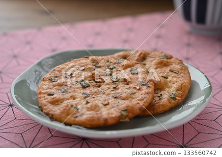 Fried green onions with miso Fried green onions with miso 133560742
