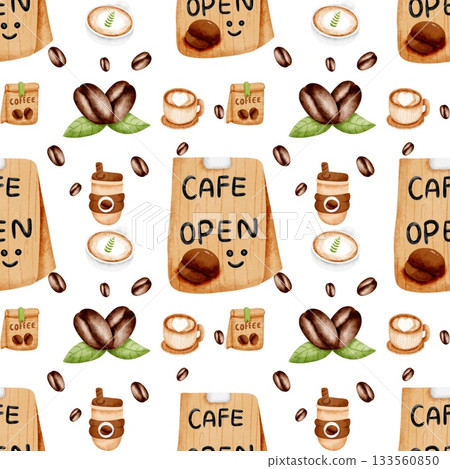 seamless background with coffee cups 133560850