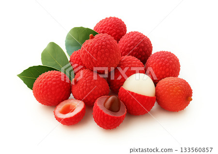 Lychee on white background Lychee on white background 133560857