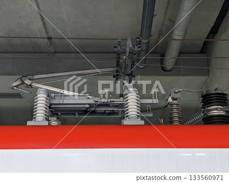 Electric Train Roof Current Collector System. Electric Train Roof Current Collector System. 133560971