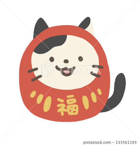 可愛的達摩貓插畫 133561193