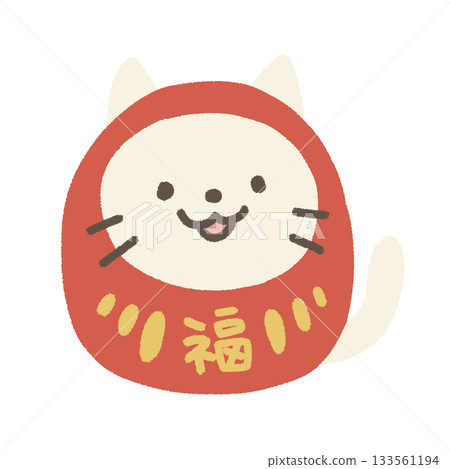 可愛的達摩貓插畫 133561194