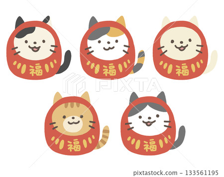 可愛的達摩貓插畫集 133561195