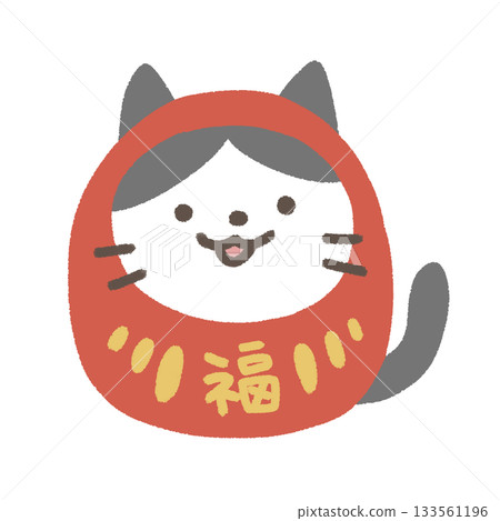 可愛的達摩貓插畫 133561196