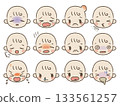 Hand-drawn baby facial expression set 3 accidents 133561257