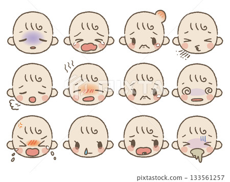 手繪嬰兒臉部表情套裝 3 件意外 手繪嬰兒臉部表情套裝 3 件意外 133561257