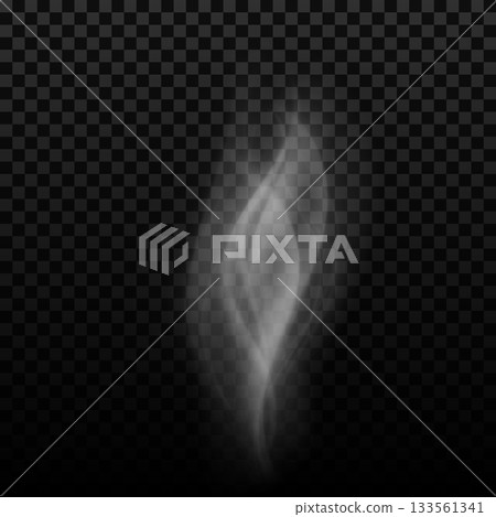 Smoke, vapor or mist wavy flow, vector realistic overlay candle smoke effect, white hot steam, smoky cloud or gaze 133561341