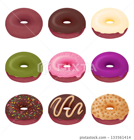 Set of chocolate donuts 133561414